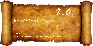 Kovácsi Oros névjegykártya